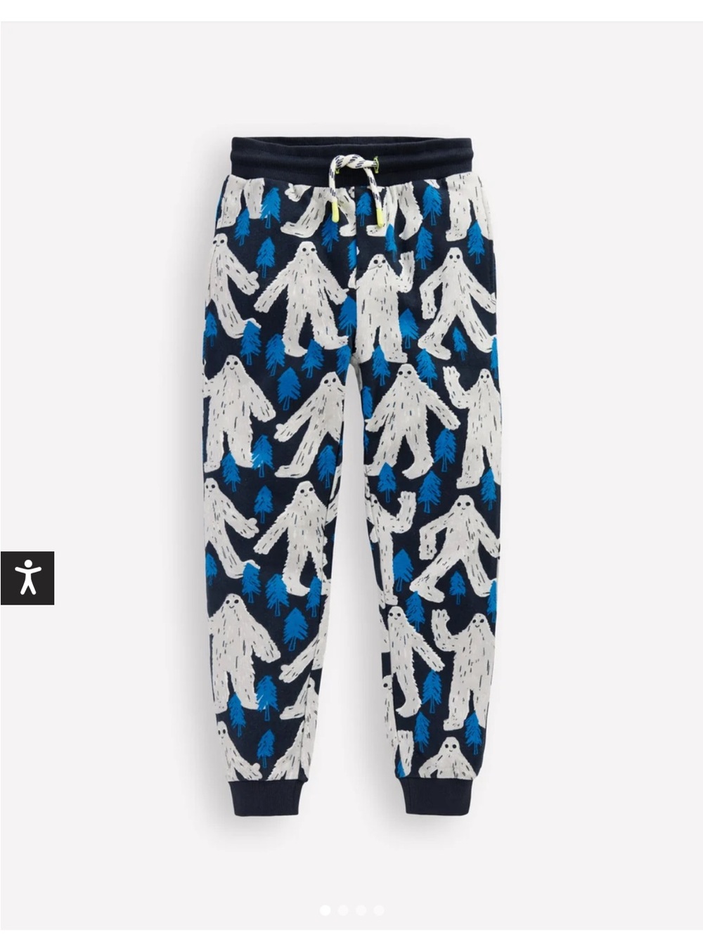 Mini Boden Navy Blue Yeti and Tree Print Joggers